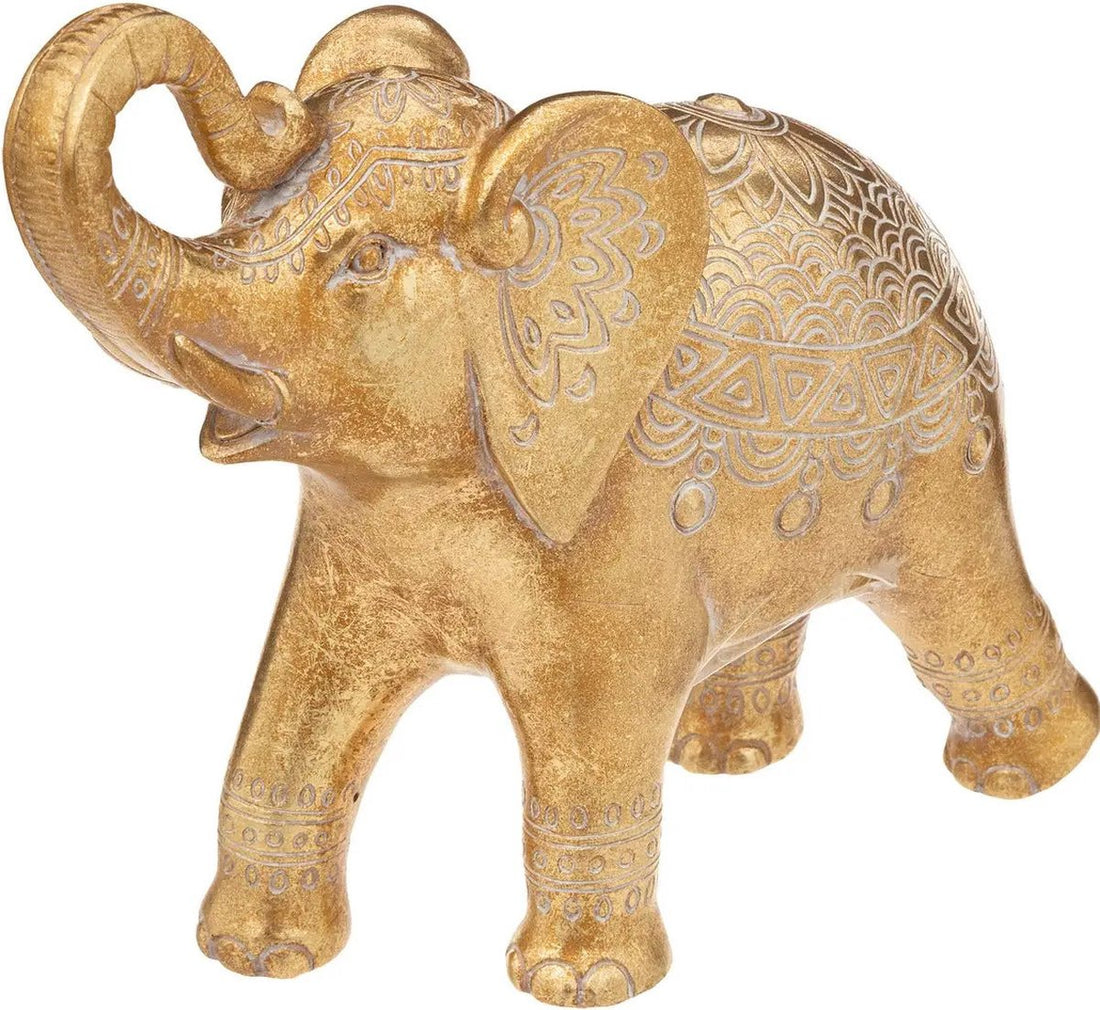 Atmosphera Décoration d'intérieur animal/statuette Éléphant - couleur or - 26 x 23 cm