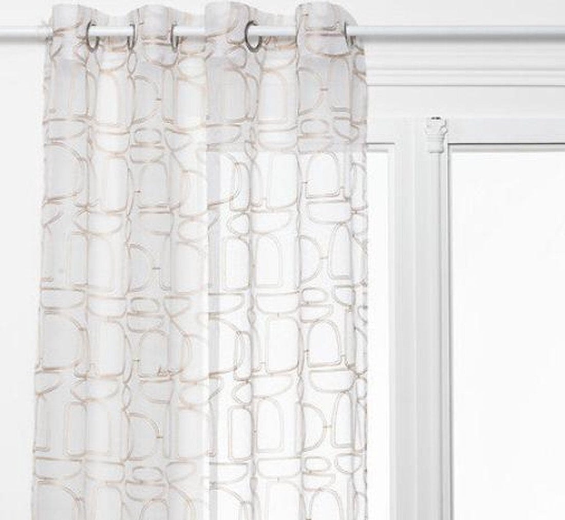 Atmosphera Hania Gordijn bedrukt 140 x 240 cm - Kant en klaar met ringen - Beige