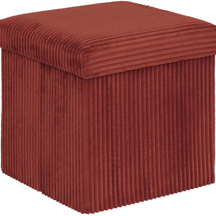 Hocker / Pouf Essestial Ribcord - faltbar - dunkelrot - MDF/Polyester - 38 x 38 cm - mit Stauraum - zusätzliche Sitzgelegenheiten