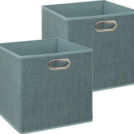 5Five Aufbewahrungskorb – 2 Stück – 29 Liter – eisblau – Leinen – 31 x 31 x 31 cm