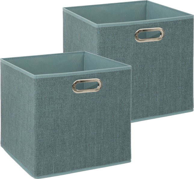 5Five Aufbewahrungskorb – 2 Stück – 29 Liter – eisblau – Leinen – 31 x 31 x 31 cm