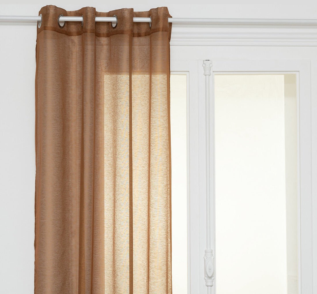 Atmosphera Moly gordijn kaneel – transparant, met ringen, 135 x 240 cm