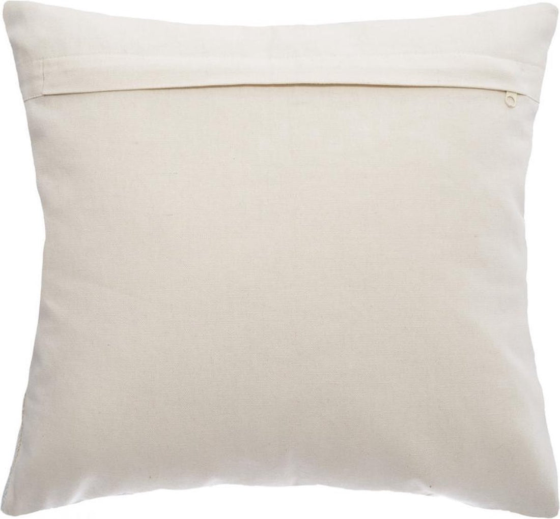 Housse de coussin ETNIK macramé pompon 40x40, bleu gris