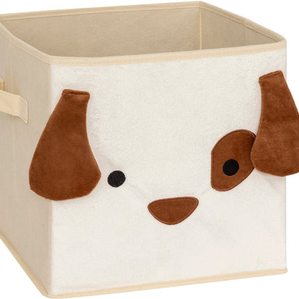 Atmosphera Kids Woef Aufbewahrungsbox - 29x29x29cm - Faltbar - Weiß/Braun