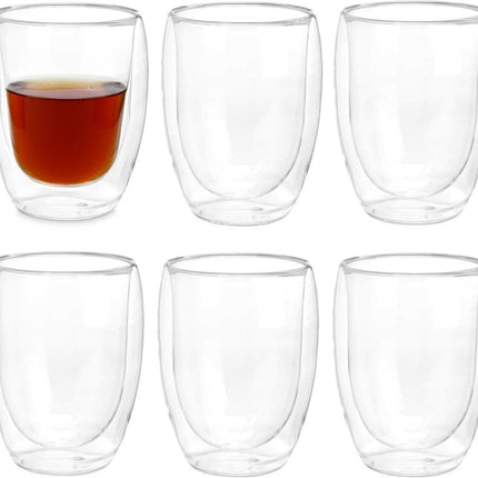 Vivalto doppelwandige Kaffee-/Teegläser - 6er-Set - Borosilikatglas - 326 ml