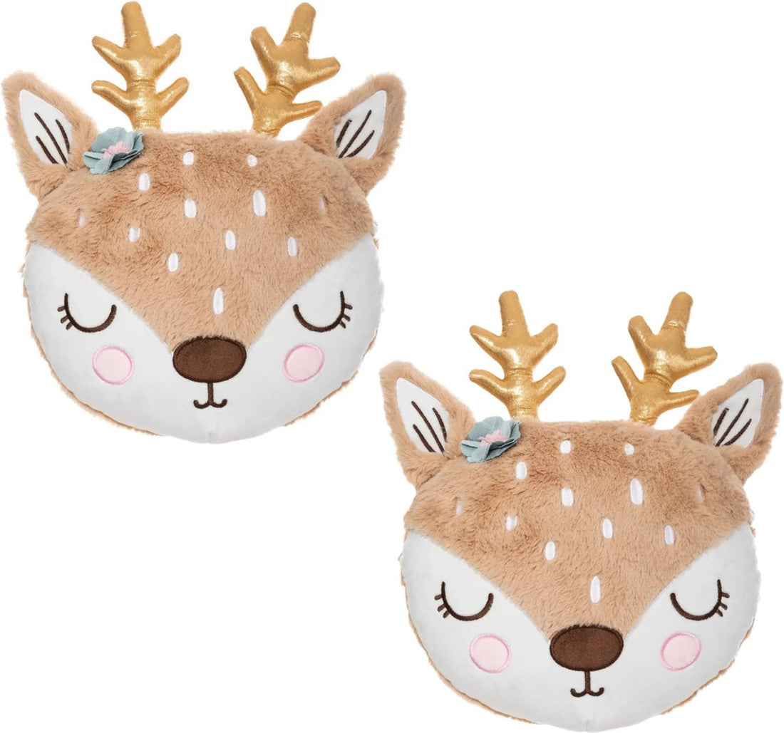 Atmosphera Animal decorative cushion - 2x - nursery - deer - 31 x 38 cm - polyester