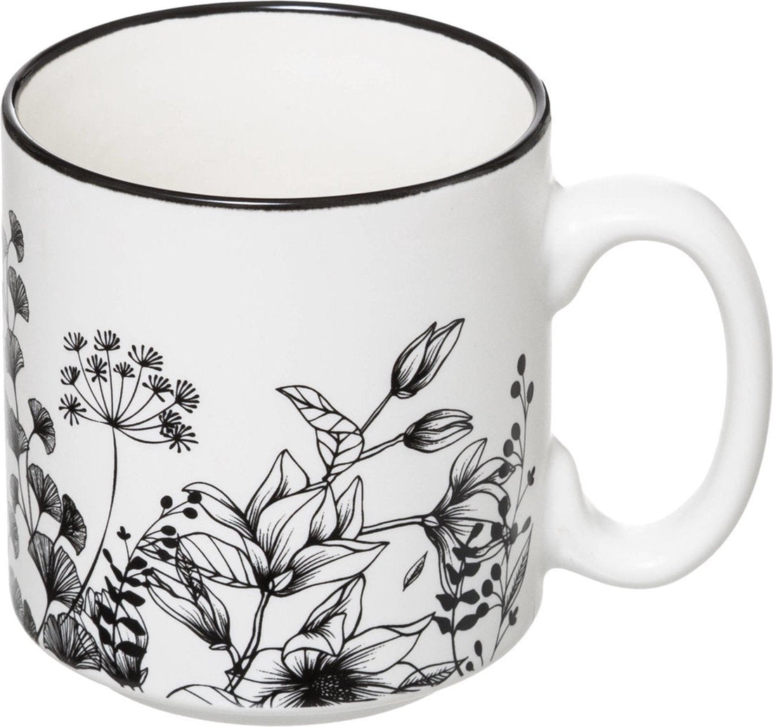 Tasses en céramique sur pied FLORAL, 240 ml, lot de 4