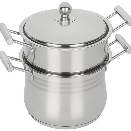 Hakal Couscouspan 8 liter - RVS Pan voor Inductie - PFOA Vrij - Geschikt voor Alle Warmtebronnen - Couscoussier - Stoompan