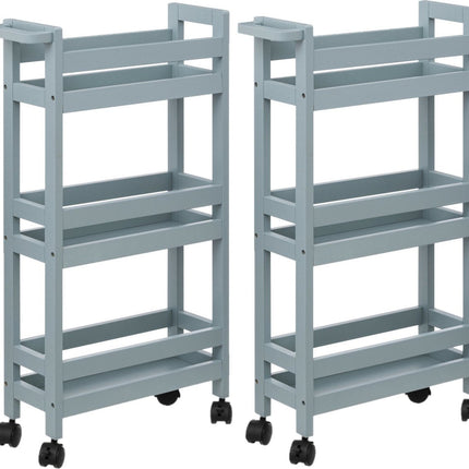 5Five Küchenwagen – 2x – 3-stöckig – Eisblau – T15 x B40 x H75 cm