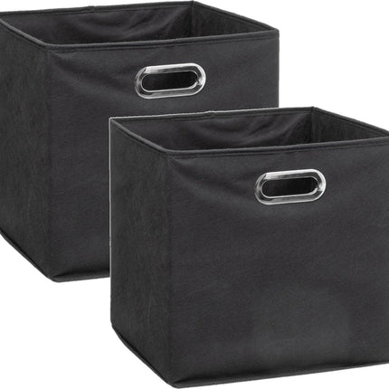 5Five Aufbewahrungskorb/Schrankkorb dunkelgrau – 2er-Set – Leinen – 29 Liter – 31 x 31 x 31 cm – Aufbewahrungsbox – Regalkörbe