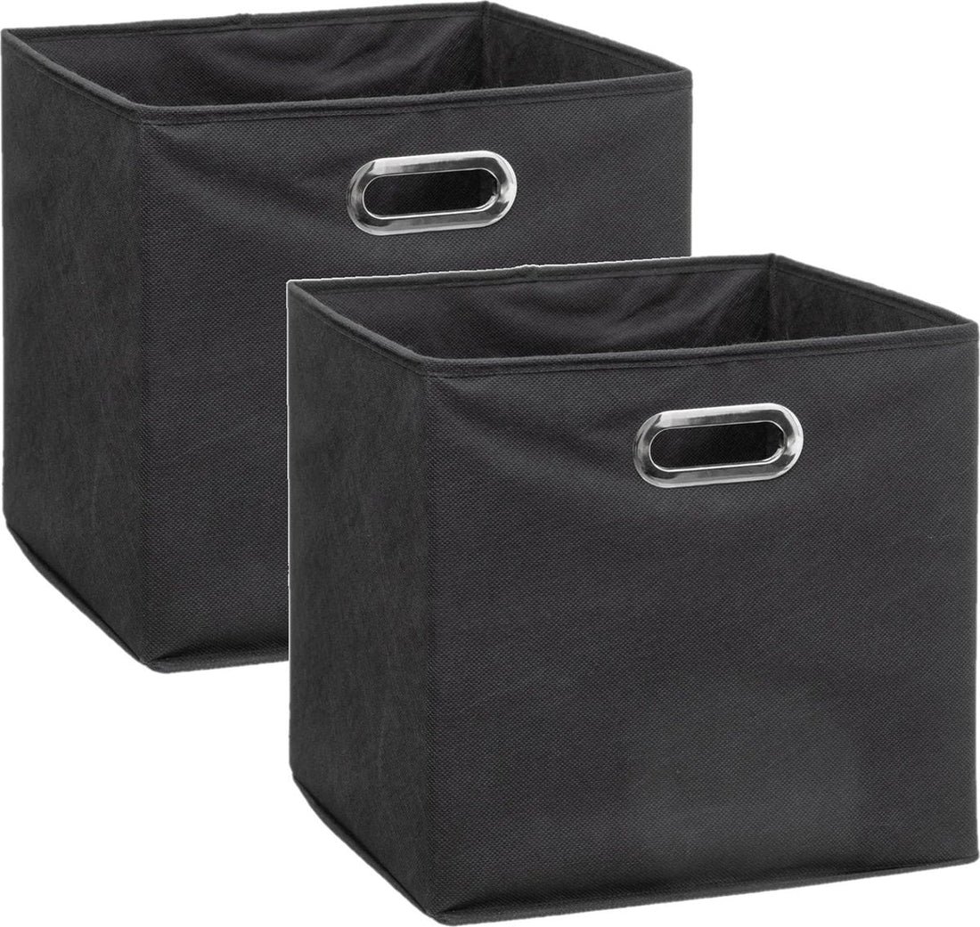 5Five Opbergmand / kastmand donkergrijs - Set van 2x stuks - linnen - 29 liter - 31 x 31 x 31 cm - Opbergbox - Vakkenkast manden