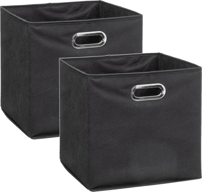 5Five Aufbewahrungskorb/Schrankkorb dunkelgrau – 2er-Set – Leinen – 29 Liter – 31 x 31 x 31 cm – Aufbewahrungsbox – Regalkörbe