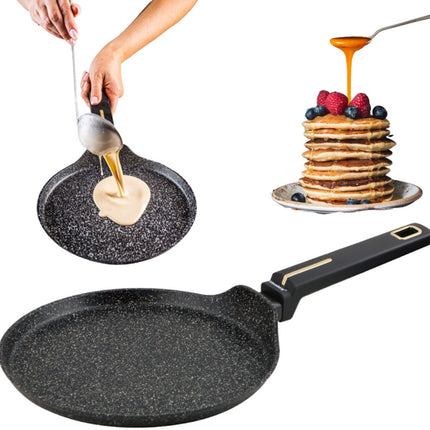 Klausberg KB-7964 Pfannkuchenpfanne | 24 cm | Marmor-Antihaftbeschichtung | Für alle Kochfelder, auch Induktion | Schwarz | Crêpes-Pfanne |