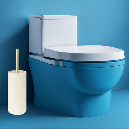 5Five Toiletborstel Savona in houder - kunststeen - ivoor - 10 x 35 cm - WC borstels - Modern - Luxe