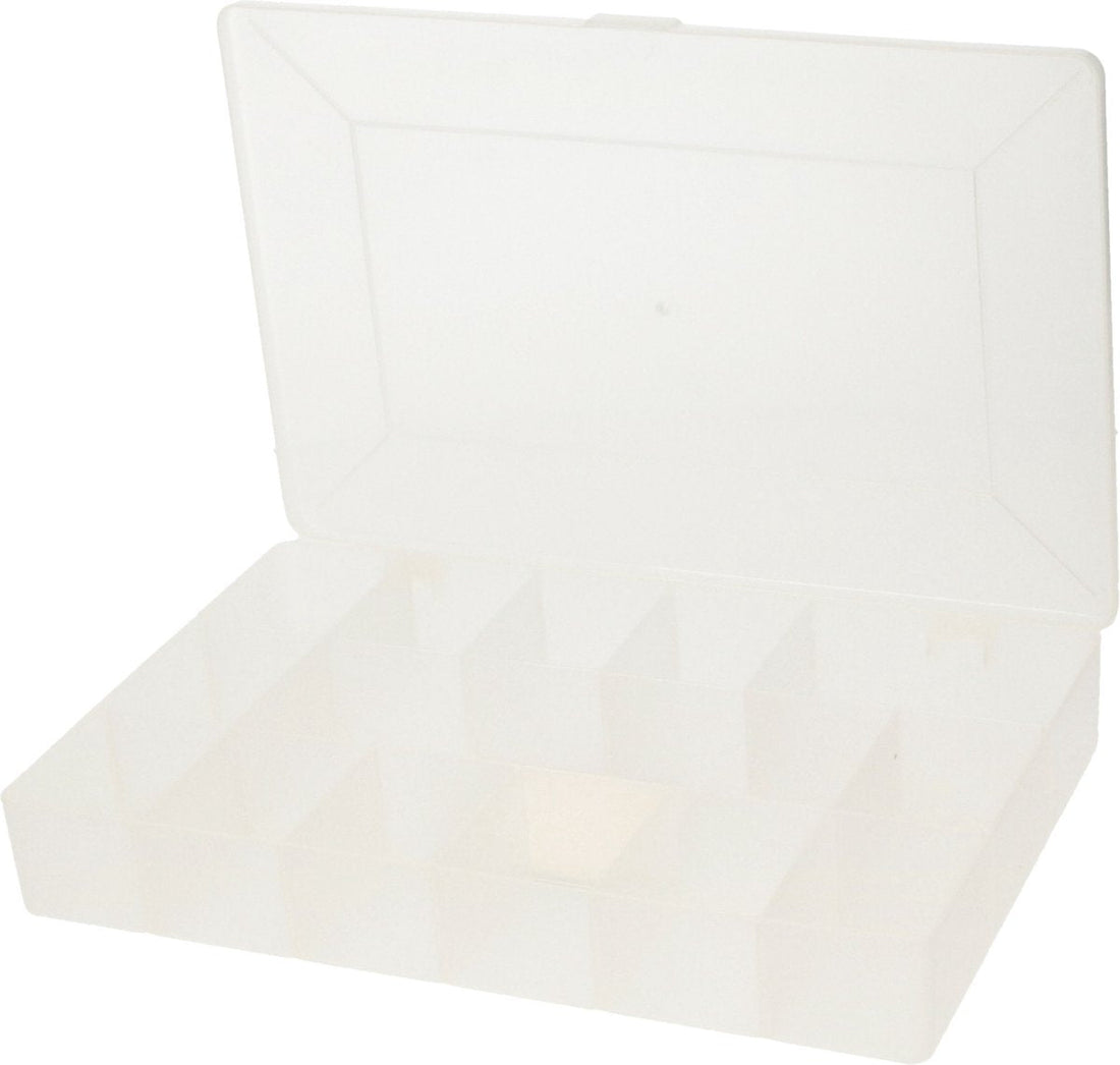 Five Storage Case / Storage Box / Sorting Box - 14 Compartments - Plastic - Transparent - 27 x 18 x 4 cm