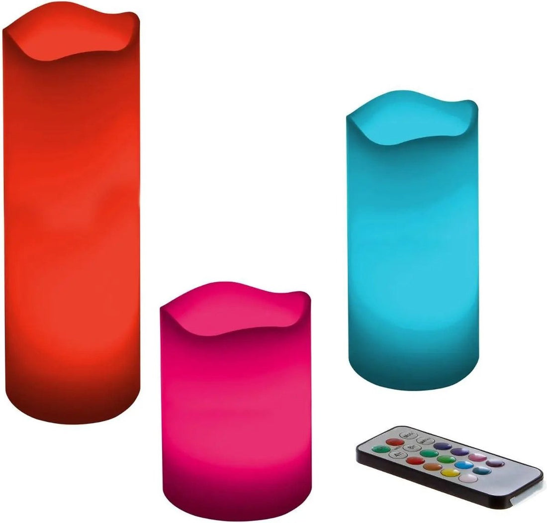 Atmosphera LED kaarsen met afstandsbediening – 3 stuks, gekleurd licht