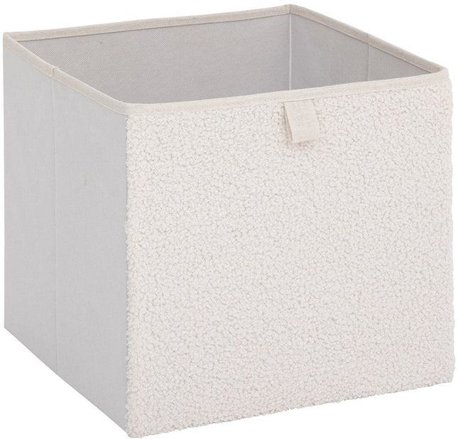 Opbergmand met Teddy stof Five® - Wit - Opvouwbaar