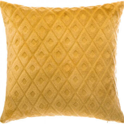 Kissen - Zierkissen - Comfort Above - Weich - Kariert - Atmosphera Créateur d'intérieur® - Kissen Ockergelb mit Palmenblattmotiv Geradliniges Design - 40x40cm