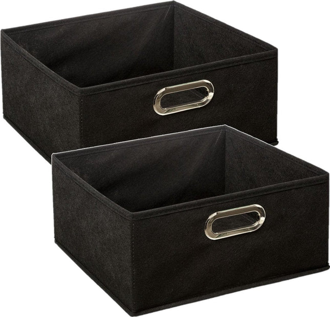 5Five Aufbewahrungskorb/Schrankkorb - 2er-Set - schwarz - Leinen - 14 Liter - 31 x 31 x 15 cm - Aufbewahrungsbox - Regalkörbe