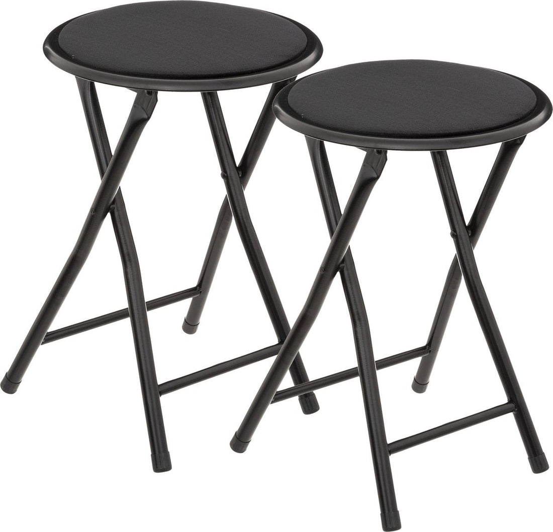 5Five Side stool/chair - 2x - Foldable - black velvet - 29 x 45 cm