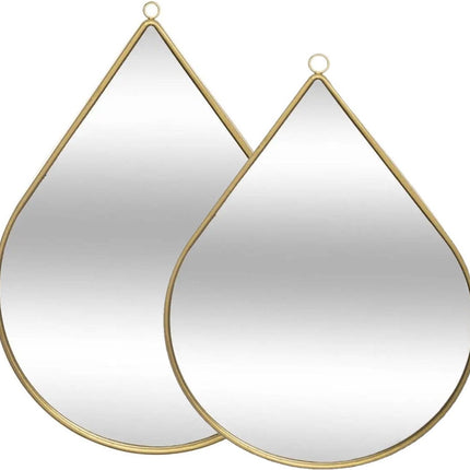 Set van 2x spiegels/wandspiegels druppel metaal goud - Woondecoratie/accessoires