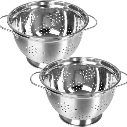 Set aus 2 Sieben/Abtropfsieben auf Fuß, silber, 25 x 15 cm, aus Edelstahl - Küchensiebe