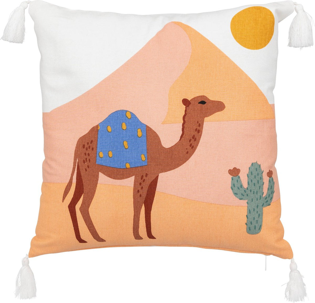Atmosphera sierkussen Marrakech – kameel en woestijn, 40 x 40 cm, multi