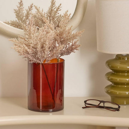 Lidy Glasvase 20 cm - Bernsteinbraun - Durchmesser 14 cm - Wohndeko - Blumenvase - Transparent - Glas