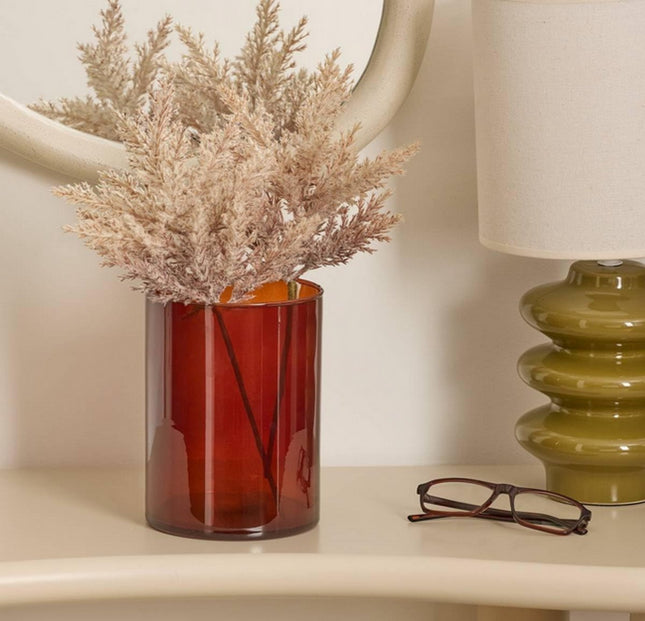 Lidy Glasvase 20 cm - Bernsteinbraun - Durchmesser 14 cm - Wohndeko - Blumenvase - Transparent - Glas