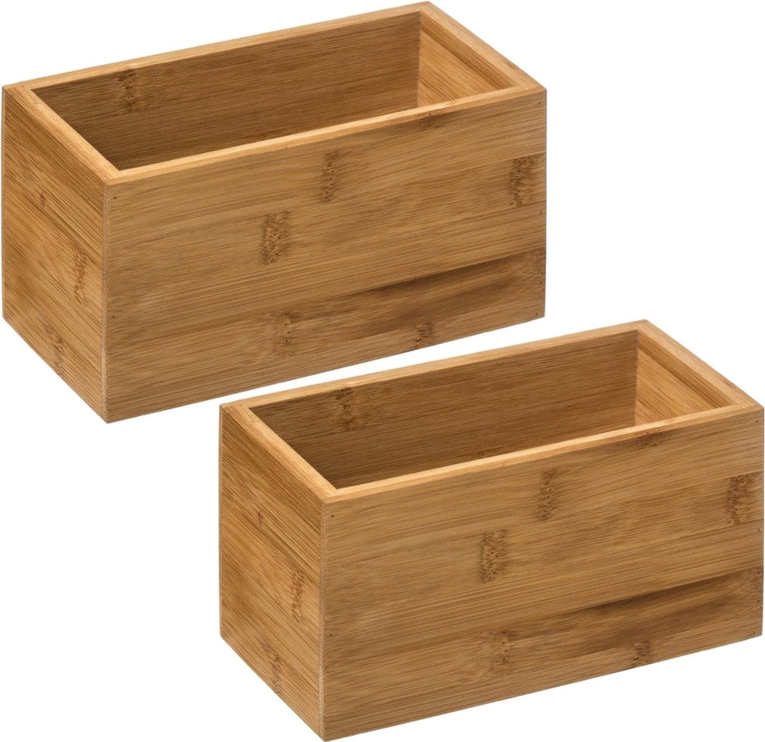 Set of 2x 5five jewelry/makeup holder/box - 18 x 9 x 9.5 cm - bamboo wood - organizer tray