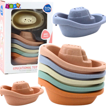 Badespielzeug Boote Set 6 Stück - Pastellfarben - Babyspielzeug für die Badewanne - Lernspielzeug ab 6 Monaten - Poolspielzeug - Duschspielzeug - Wasserspielzeug