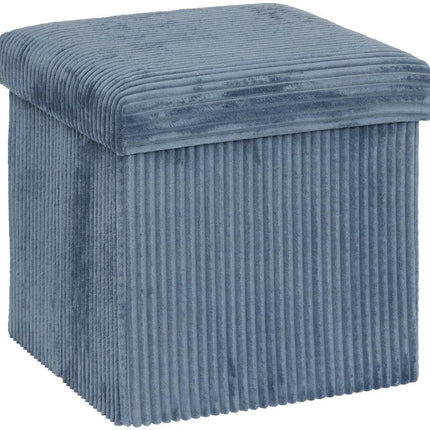 Hocker / Sitzpouf Essestial Ribcord - faltbar - blau - MDF/Polyester - 38 x 38 cm - mit Stauraum - zusätzliche Sitzgelegenheit