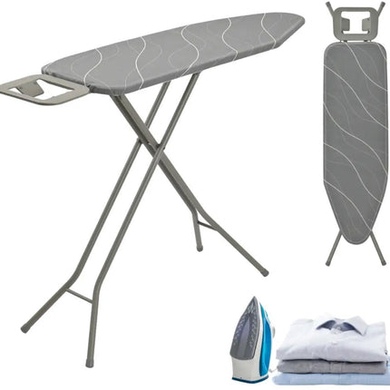 KINGHOFF KH-1939 Bügelbrett – 114×35,5 cm – 7-fach höhenverstellbar – Mit Bügeleisenablage – Grau