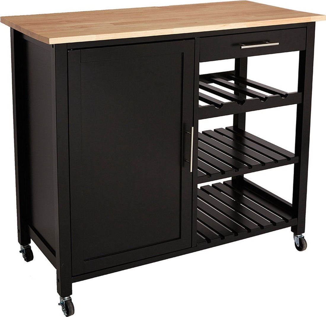 5Five® Luxe grand chariot de cuisine en bois - Noir