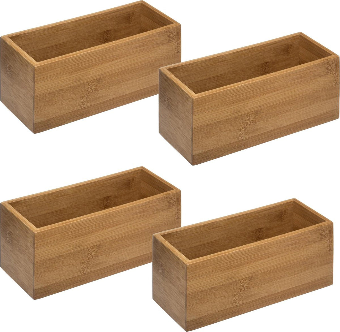 5Five lade bakjes van bamboe – set van 4 ladeverdelers, 23 x 9 x 9,5 cm