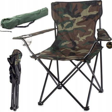 Grote reisvisstoel met camouflageprint- Visstoel- Campingstoel- Camping- Caravan-Camper