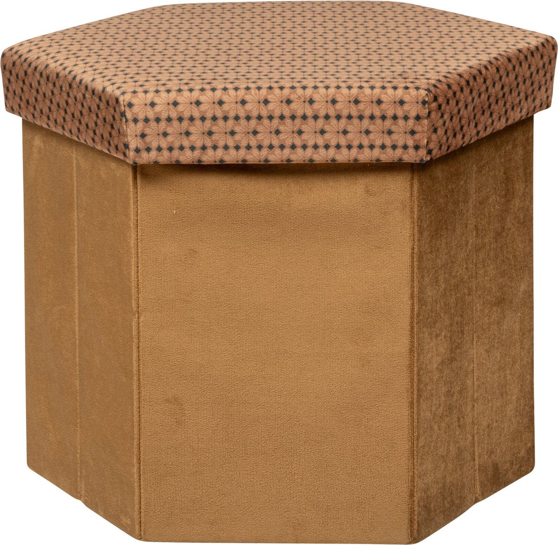 Atmosphera opvouwbare poef – bruin karamel, 40 x 38 x 46 cm