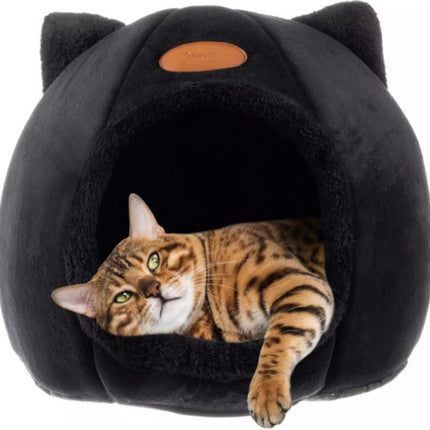 Purlov Plush Cat Bed - Luxe Huisje voor Jouw Kat