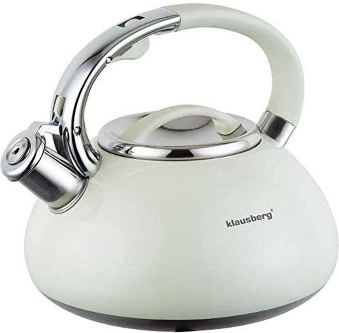 Klausberg KB-7076 bouilloire siffleuse - 3L - acier inoxydable - toutes sources de chaleur - Beige