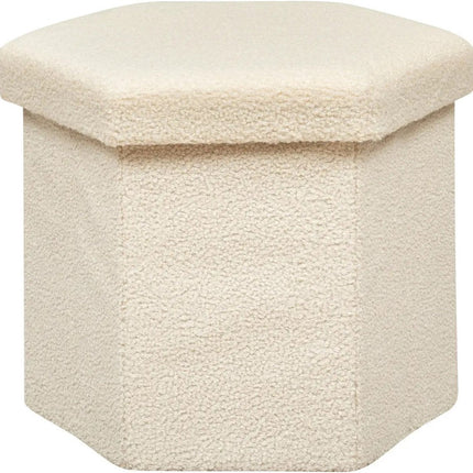 Atmosphera Poef/krukje/Hocker Jako - Opvouwbaar/Opslag box 60L - ivoor wit - D40 x H38 cm - MDF/polyester