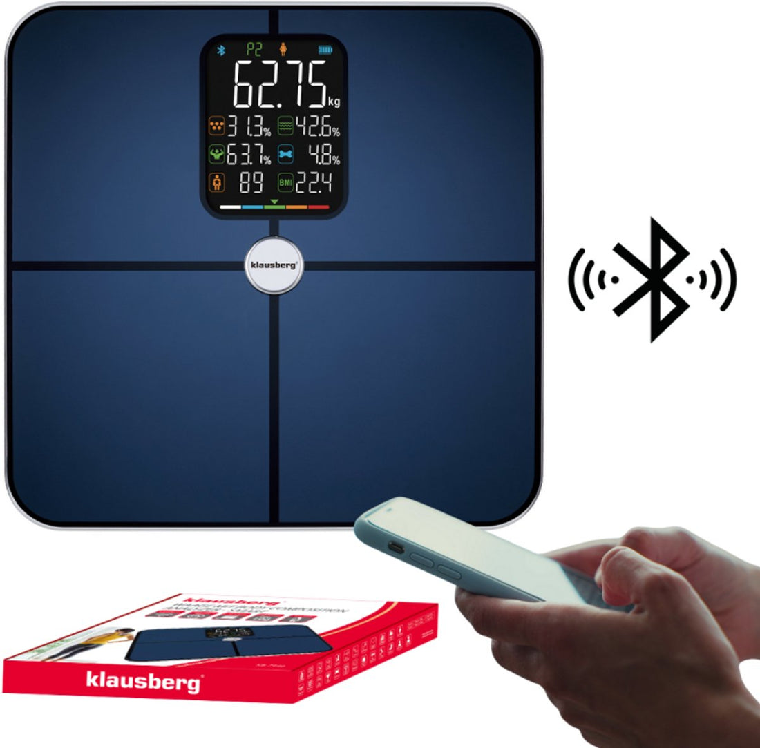 Klausberg KB-7940 slimme personenweegschaal met BIA en app – donkerblauw