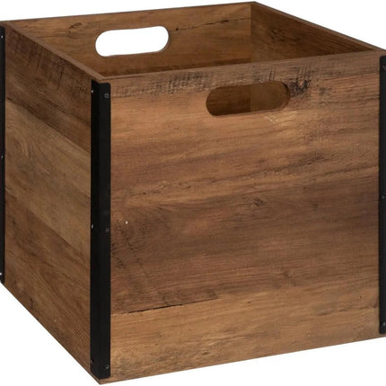 Set aus 3 Stück Aufbewahrungskorb/Schrankkorb 29 Liter dunkelbraun aus Holz 31 x 31 x 31 cm - Aufbewahrungsboxen - Fächerschrankkörbe