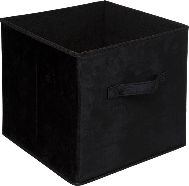 Set van 2x stuks opbergmanden/kastmanden 29 liter zwart/creme polyester 31 x 31 x 31 cm - Opbergboxen - Vakkenkast manden