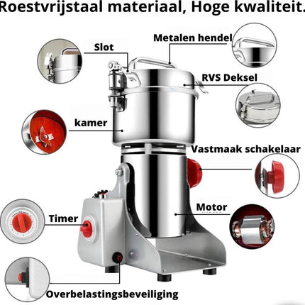 Multifunctionele grinder - Kruidenmolen Elektrisch - Graanmolen - 700g