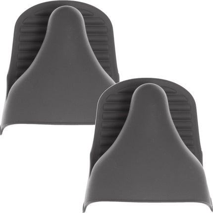 Set van 2x stuks siliconen ovenwant/ovenhandschoen grijs 9 x 12,5 cm - Pannenlap - Keukenhandschoen