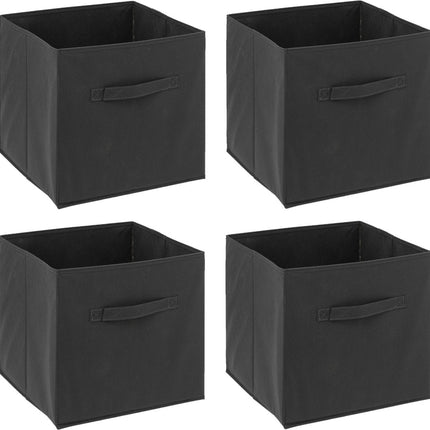 5Five Aufbewahrungskorb/Schrankkorb – 4er-Set – Dunkelgrau – 31 x 31 x 31 cm – 29 Liter – Regalkorb – Stoff mit verstärktem Boden – Faltbar