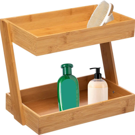 5Five badkamerrek met 2 etages - 32 x 23 x 26 cm - bamboe hout