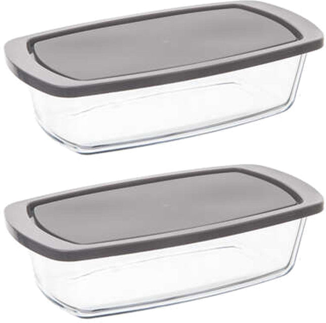 5Five Auflaufform aus Borosilikatglas mit Deckel - 2er-Set - rechteckig - 1.8 Liter - 27 x 14 x 7,3 cm