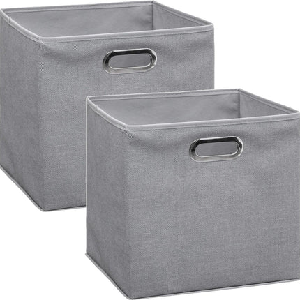 5Five Aufbewahrungskorb/Schrankkorb grau - 2er Set - Leinen - 29 Liter - 31 x 31 x 31 cm - Aufbewahrungsbox - Fächerkorb