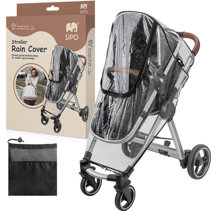 SIPO Regenschutz für Kinderwagen - Wasserdichte 3-in-1 Schutzhülle gegen Regen, Schnee und Wind - Transparent - Universalmodell für die meisten Stadtbuggys und Kinderwagen - Windschutz Kinderwagen - Regenschutz